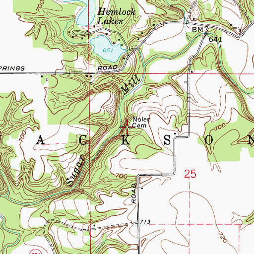 Topographic Map of Nolen Cemetery, IN