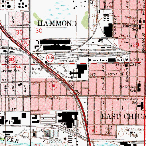 Topographic Map of Noll School, IN