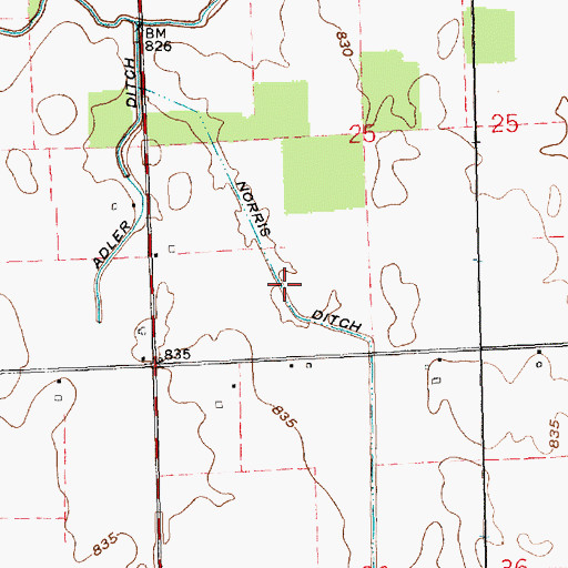 Topographic Map of Norris Ditch, IN