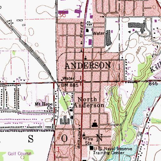 Topographic Map of North Anderson, IN