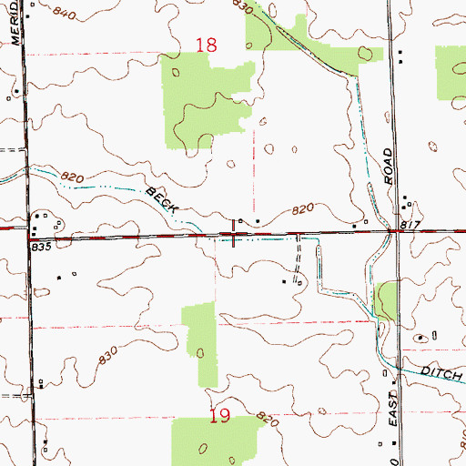 Topographic Map of North Beck Ditch, IN