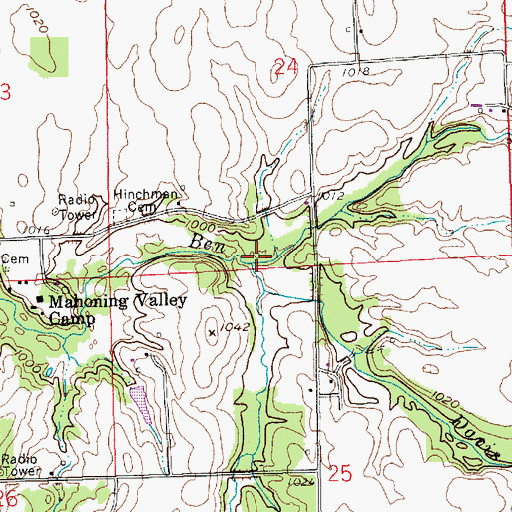 Topographic Map of North Branch Ben Davis Creek, IN