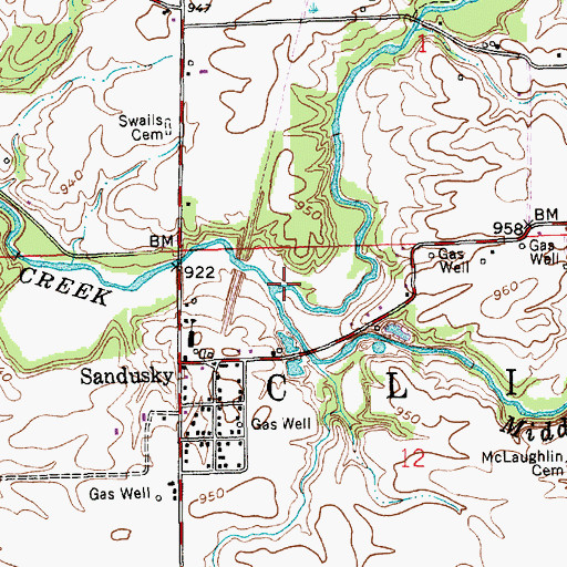 Topographic Map of North Branch Clifty Creek, IN