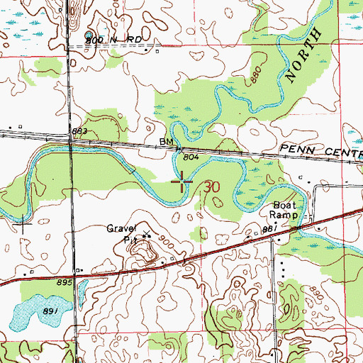 Topographic Map of North Branch Elkhart River, IN
