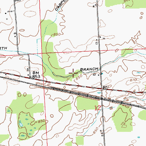 Topographic Map of North Branch Hursey Ditch, IN