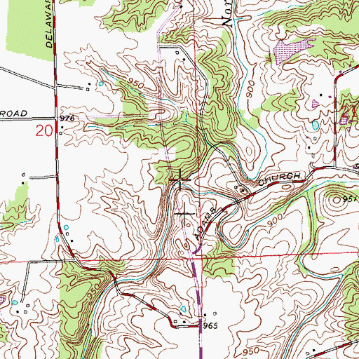 Topographic Map of North Branch Ripley Creek, IN