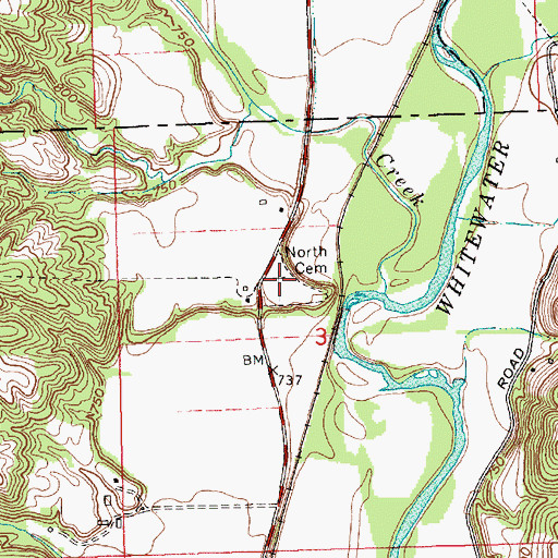 Topographic Map of North Cemetery, IN