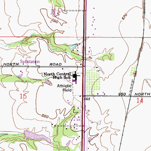 Topographic Map of North Central High School, IN