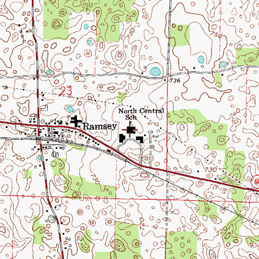 Topographic Map of North Central School, IN