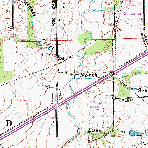 Topographic Map of North Creek, IN