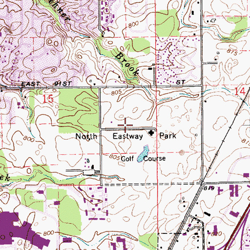 Topographic Map of North Eastway Park, IN