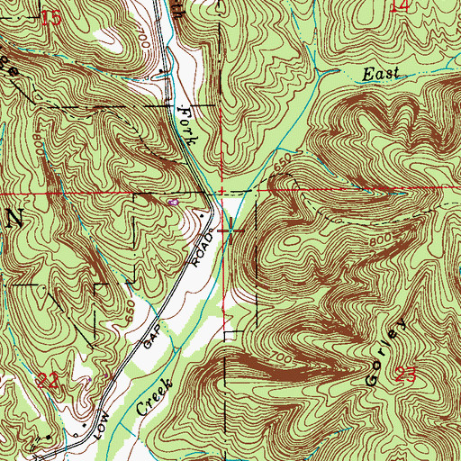 Topographic Map of North Fork Honey Creek, IN