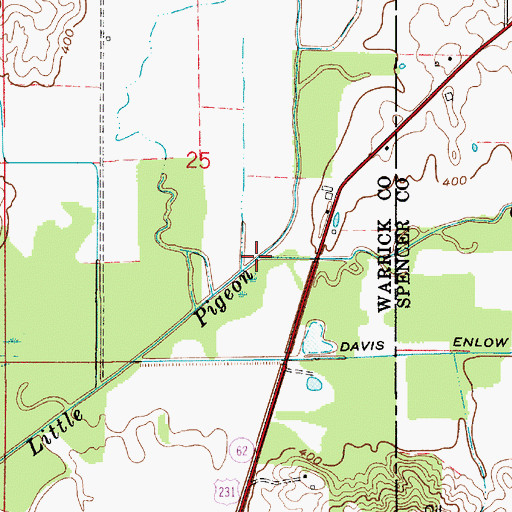 Topographic Map of North Fork Little Pigeon Creek, IN