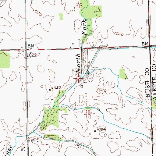 Topographic Map of North Fork Shawnee Creek, IN