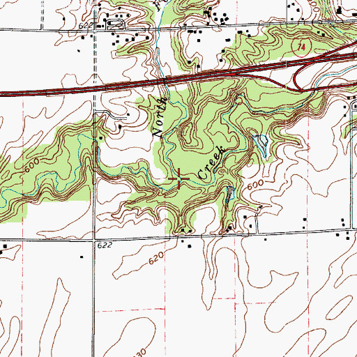 Topographic Map of North Fork Spring Creek, IN