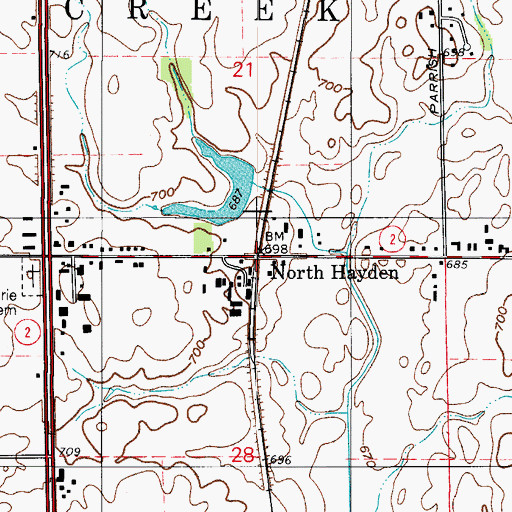 Topographic Map of North Hayden, IN