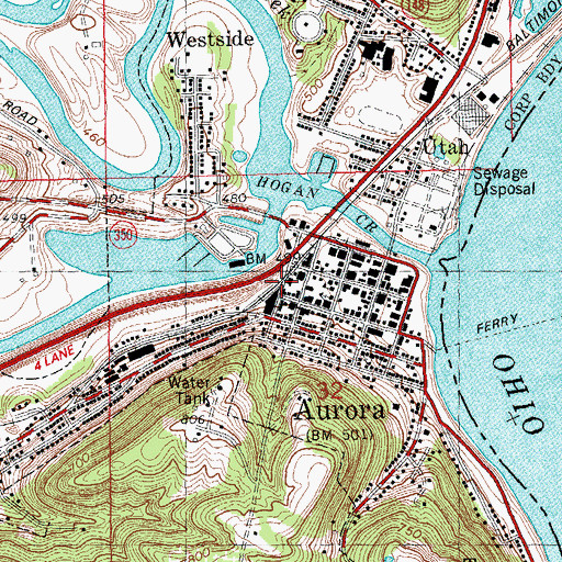 Topographic Map of North Hogan Creek, IN