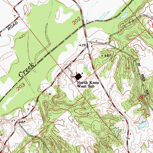Topographic Map of North Knox West Elementary School, IN