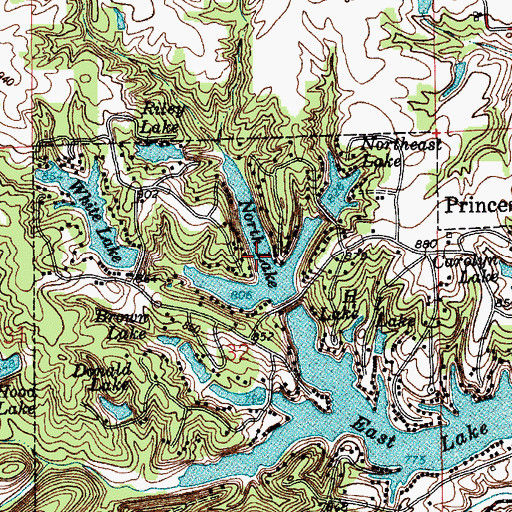 Topographic Map of Princes North Lake, IN