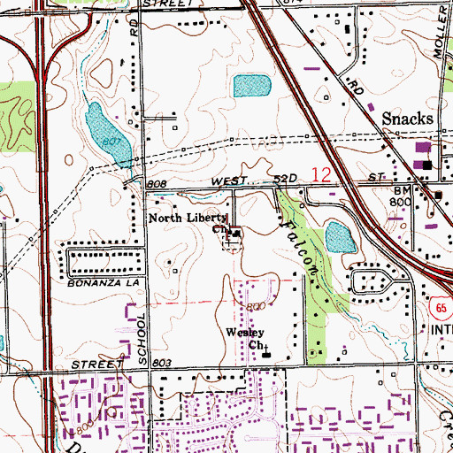 Topographic Map of North Liberty Christian Church, IN