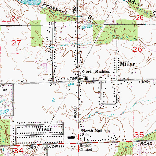 Topographic Map of North Madison Southern Baptist Church, IN