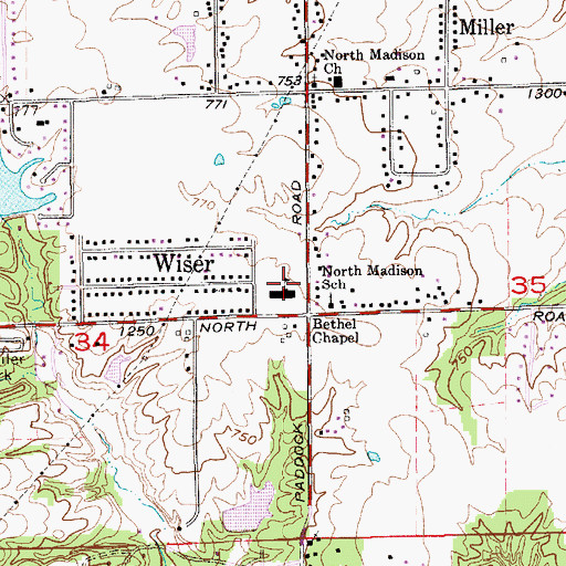 Topographic Map of North Madison Elementary School, IN