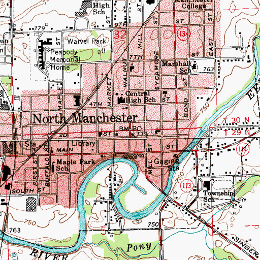 Topographic Map of North Manchester, IN