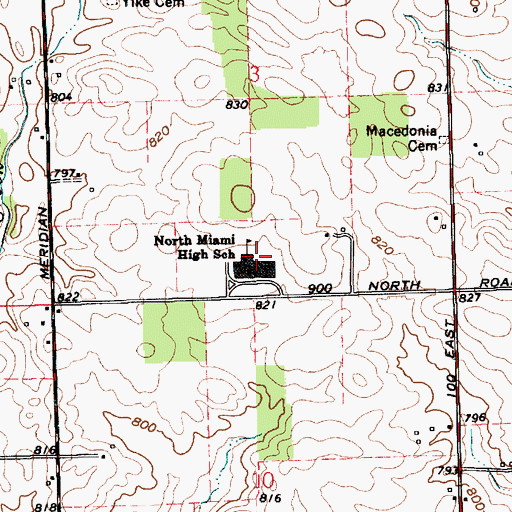 Topographic Map of North Miami High School, IN