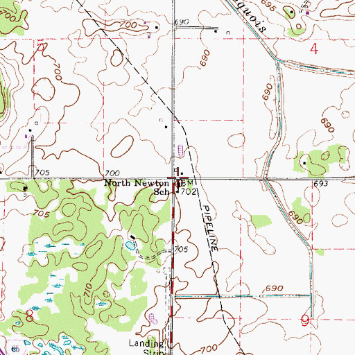 Topographic Map of North Newton School, IN