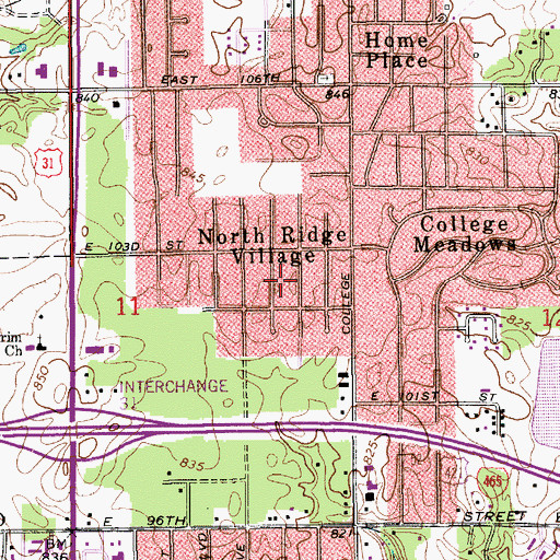 Topographic Map of North Ridge Village, IN