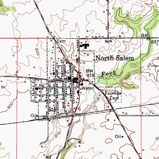Topographic Map of North Salem, IN