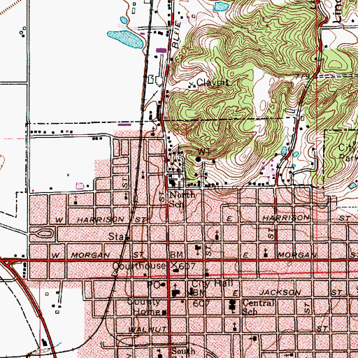 Topographic Map of North Elementary School, IN