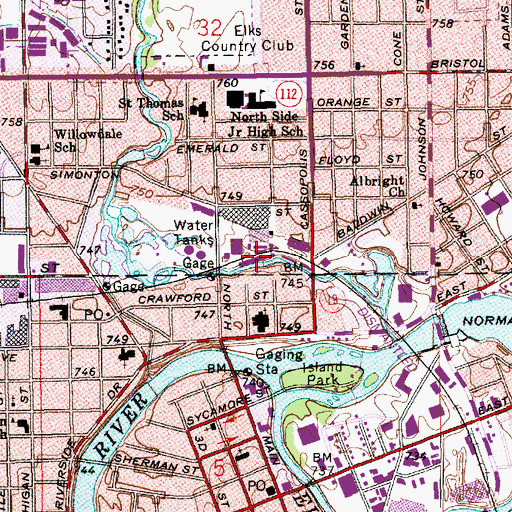 Topographic Map of North Side Junior High School, IN