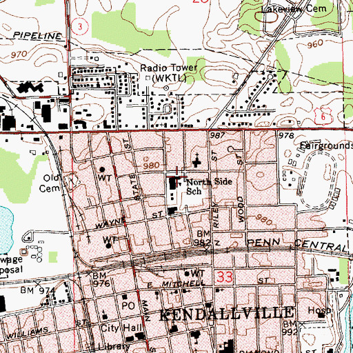 Topographic Map of North Side Elementary School, IN