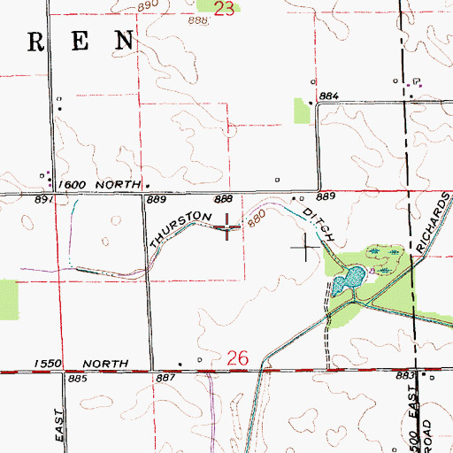 Topographic Map of North Thurston Ditch, IN