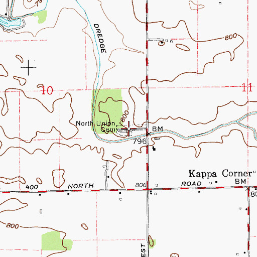 Topographic Map of North Union Cemetery, IN