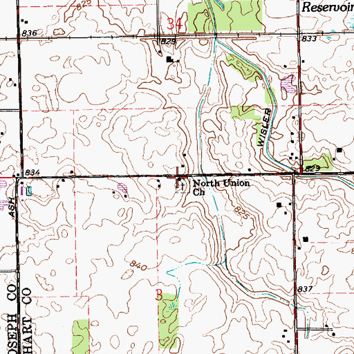 Topographic Map of North Union Church, IN