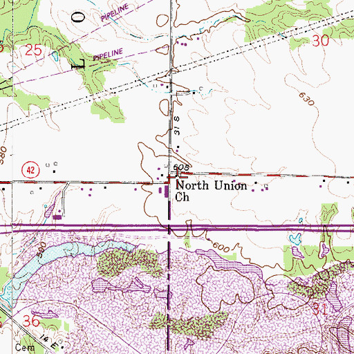 Topographic Map of North Union Church, IN