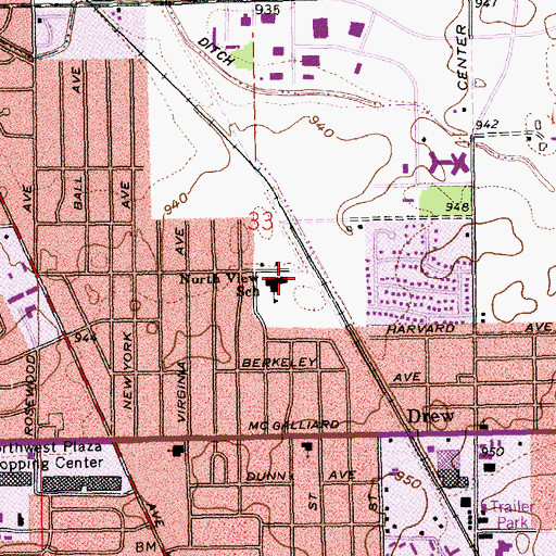 Topographic Map of North View Elementary School, IN