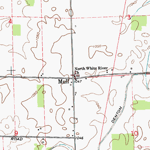 Topographic Map of North White River Church, IN