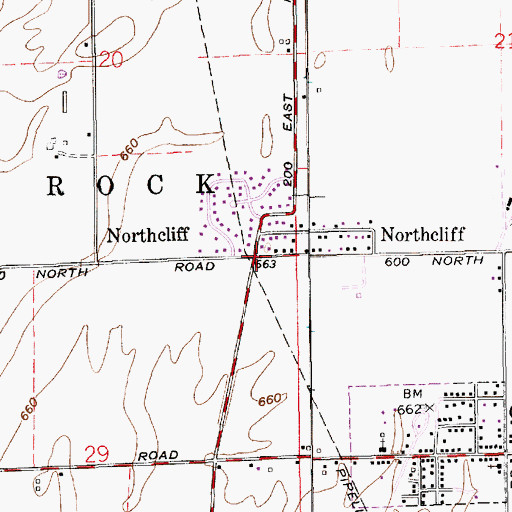 Topographic Map of Northcliff, IN