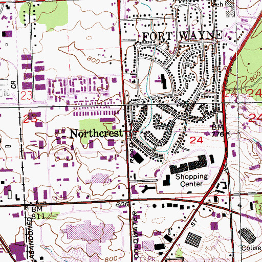 Topographic Map of Northcrest, IN