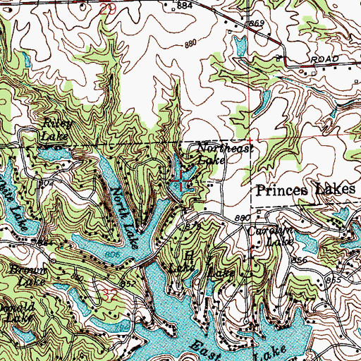 Topographic Map of Princes Northeast Lake, IN
