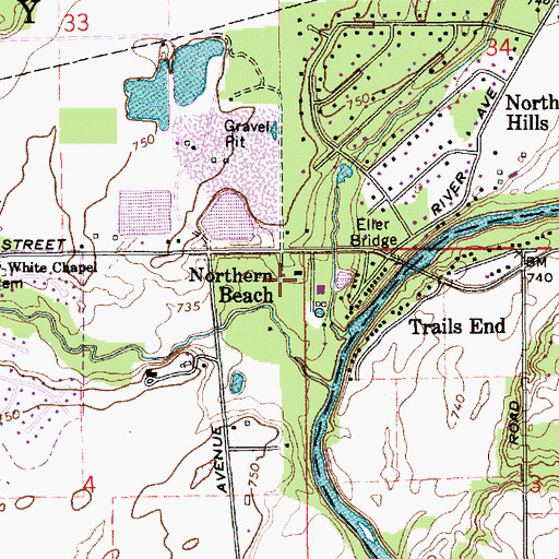 Topographic Map of Northern Beach, IN