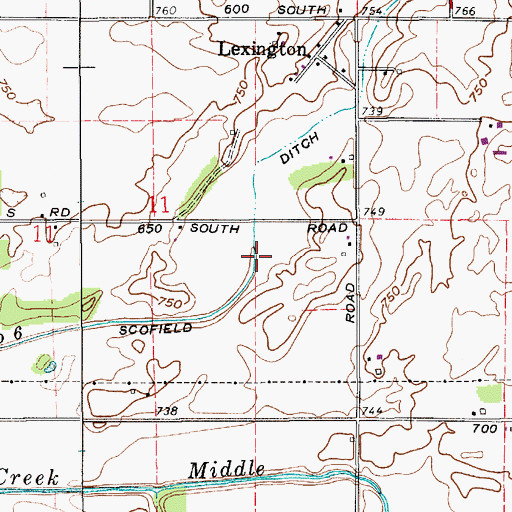 Topographic Map of Scofield Ditch, IN