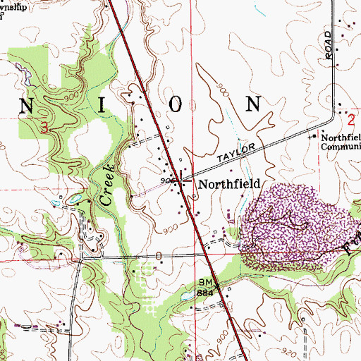 Topographic Map of Northfield, IN