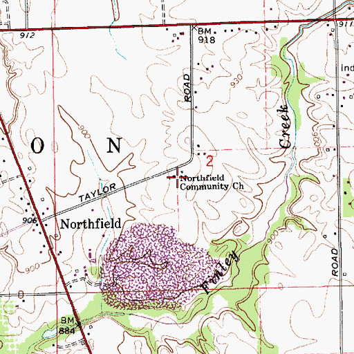 Topographic Map of Northfield Community Church, IN