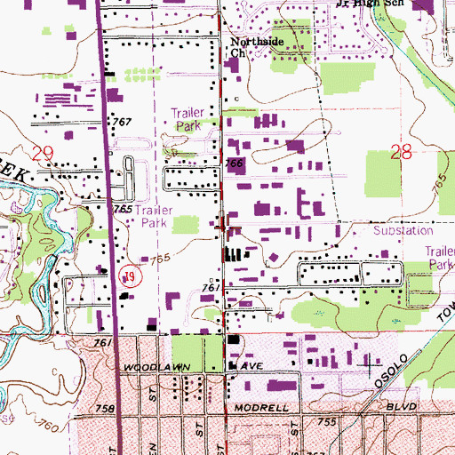 Topographic Map of Northside Church, IN