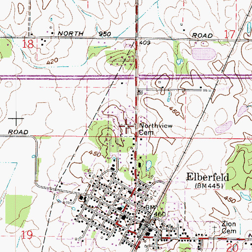 Topographic Map of Northview Cemetery, IN