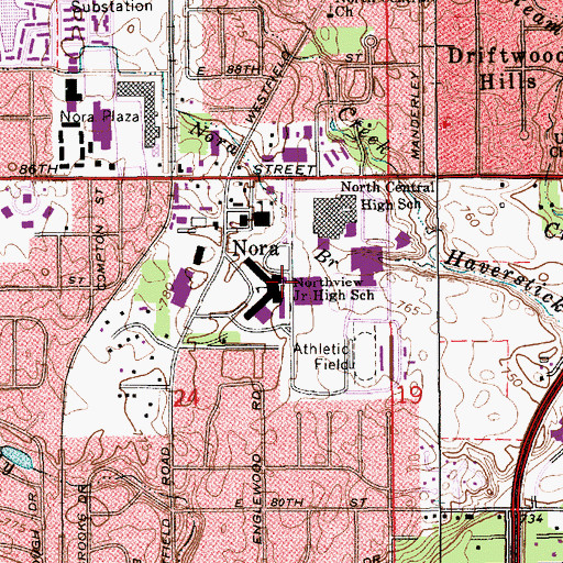 Topographic Map of Northview Junior High School, IN